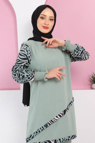 Kolları Desenli Takım TSD220327 Yeşil - 2