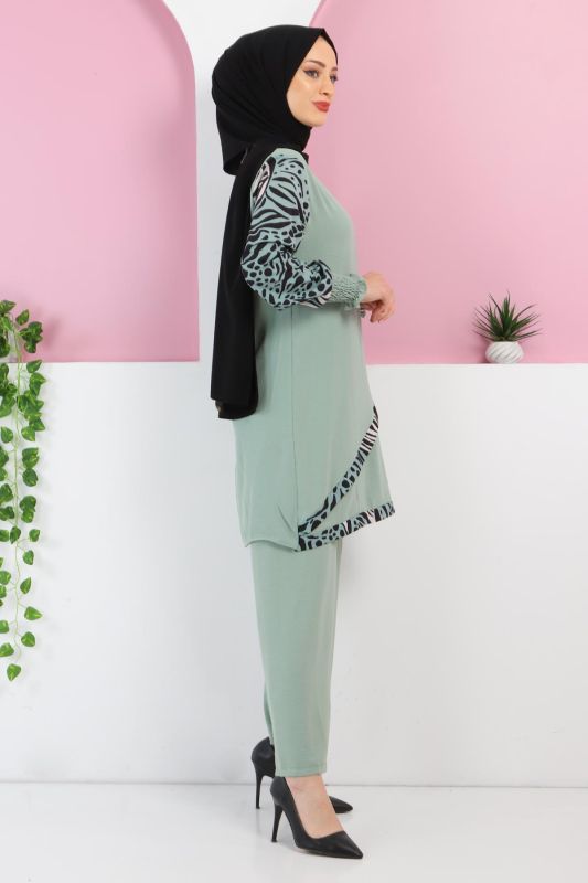 Kolları Desenli Takım TSD220327 Yeşil - 3