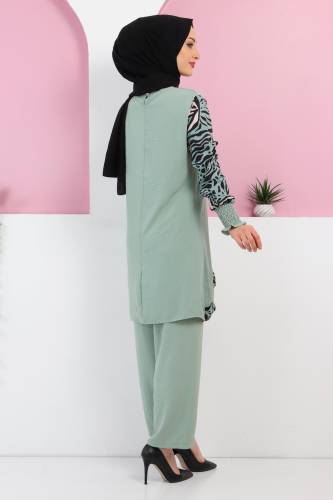 Kolları Desenli Takım TSD220327 Yeşil - 4