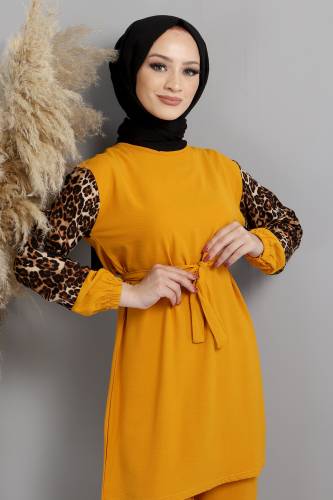 Kolları Leopar Desenli Takım TSD220513 Hardal - 2