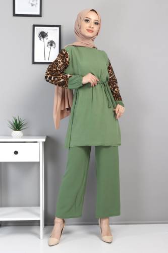 Kolları Leopar Desenli Takım TSD220513 Yeşil 