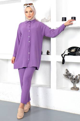 Kolları Manşetli İkili Takım TSD230211 Mor 