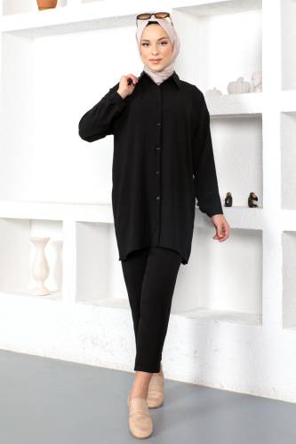 Kolları Manşetli İkili Takım TSD230211 Siyah 