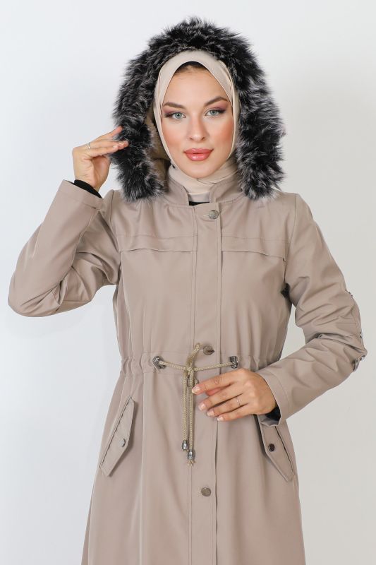 Kolu Çakımlı Bondit Mont TSD220826 Bej - Tesettür Dünyası (1)