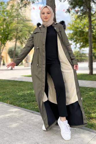 Kolu Çakımlı Bondit Mont TSD220826 Haki - Tesettür Dünyası (1)