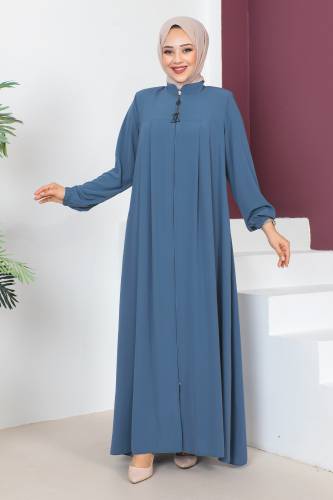 Kolu Lastikli Tesettür Ferace TSD230334 Mavi 
