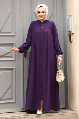 Kolu Lastikli Tesettür Ferace TSD230334 Mor 