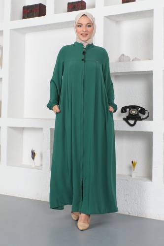 Kolu Lastikli Tesettür Ferace TSD230334 Yeşil 
