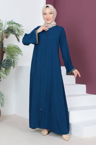 Kolu Taş Detaylı Ferace TSD230520 İndigo - 1