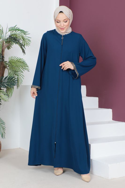 Kolu Taş Detaylı Ferace TSD230520 İndigo - 4