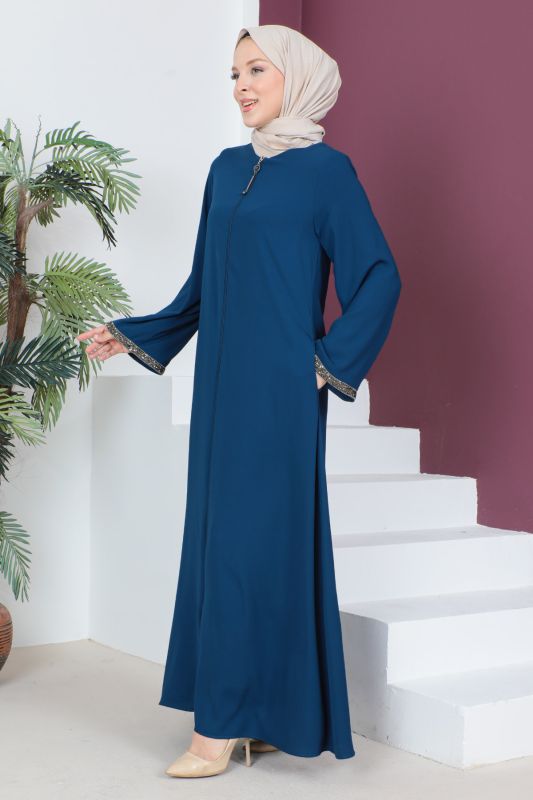 Kolu Taş Detaylı Ferace TSD230520 İndigo - 3