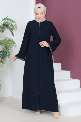 Kolu Taş Detaylı Ferace TSD230520 Lacivert 