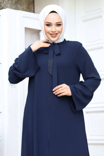 Kolu Volanlı Yakası Bağlama Detaylı Tesettür Ferace TSD240244 - Tesettür Dünyası (1)