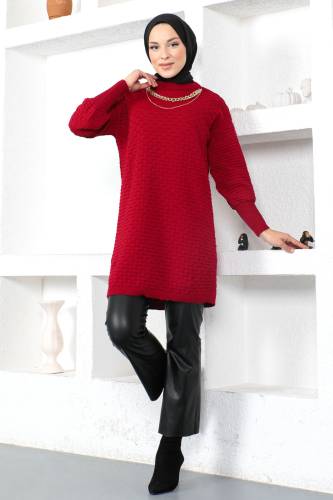 Kolyeli Triko Tunik TSD230206 Bordo 