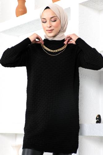 Kolyeli Triko Tunik TSD230206 Siyah 