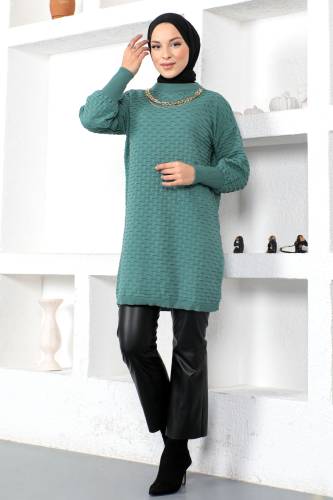 Kolyeli Triko Tunik TSD230206 Yeşil 