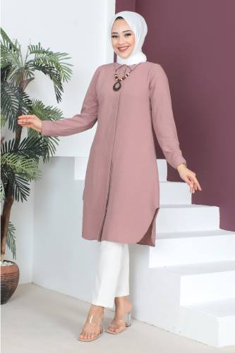 Kolyeli Tunik TSD230512 Gül Kurusu 