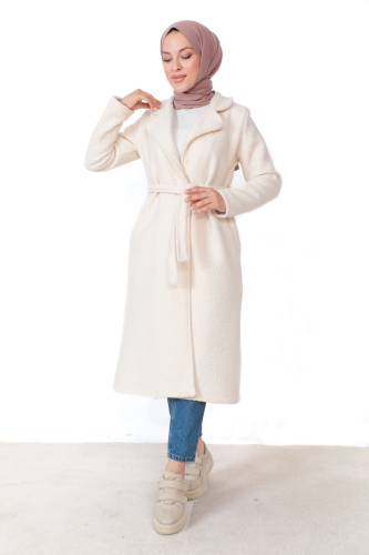 Kruvaze Yaka Buklet Kaban TSD230814 Ekru 