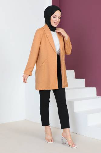Kruvaze Yaka Ceket TSD230640 Taba - 4