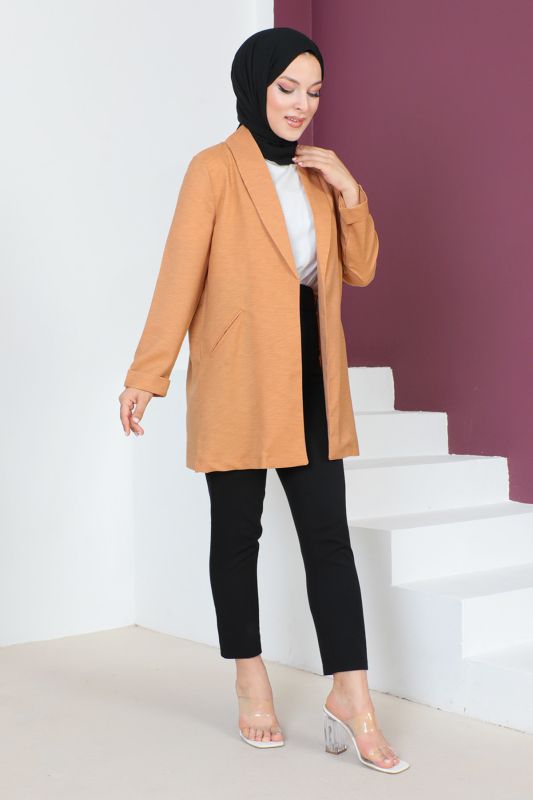 Kruvaze Yaka Ceket TSD230640 Taba - 4
