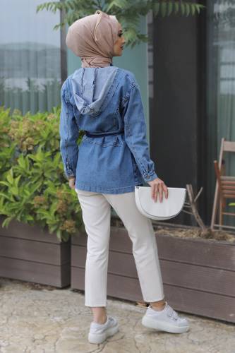 Kruvaze Yaka Kot Ceket TSD220607 Koyu Mavi - 5