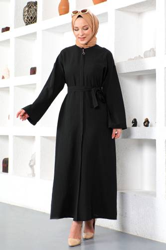 Kuşaklı Ferace TSD230203 Siyah 