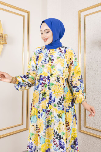 Lamia Elbise TSD250211 Sarı - TESETTÜR DÜNYASI (1)