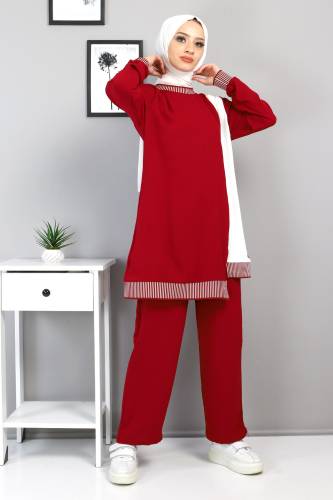 Lastik Detaylı Takım TSD220517 Bordo 