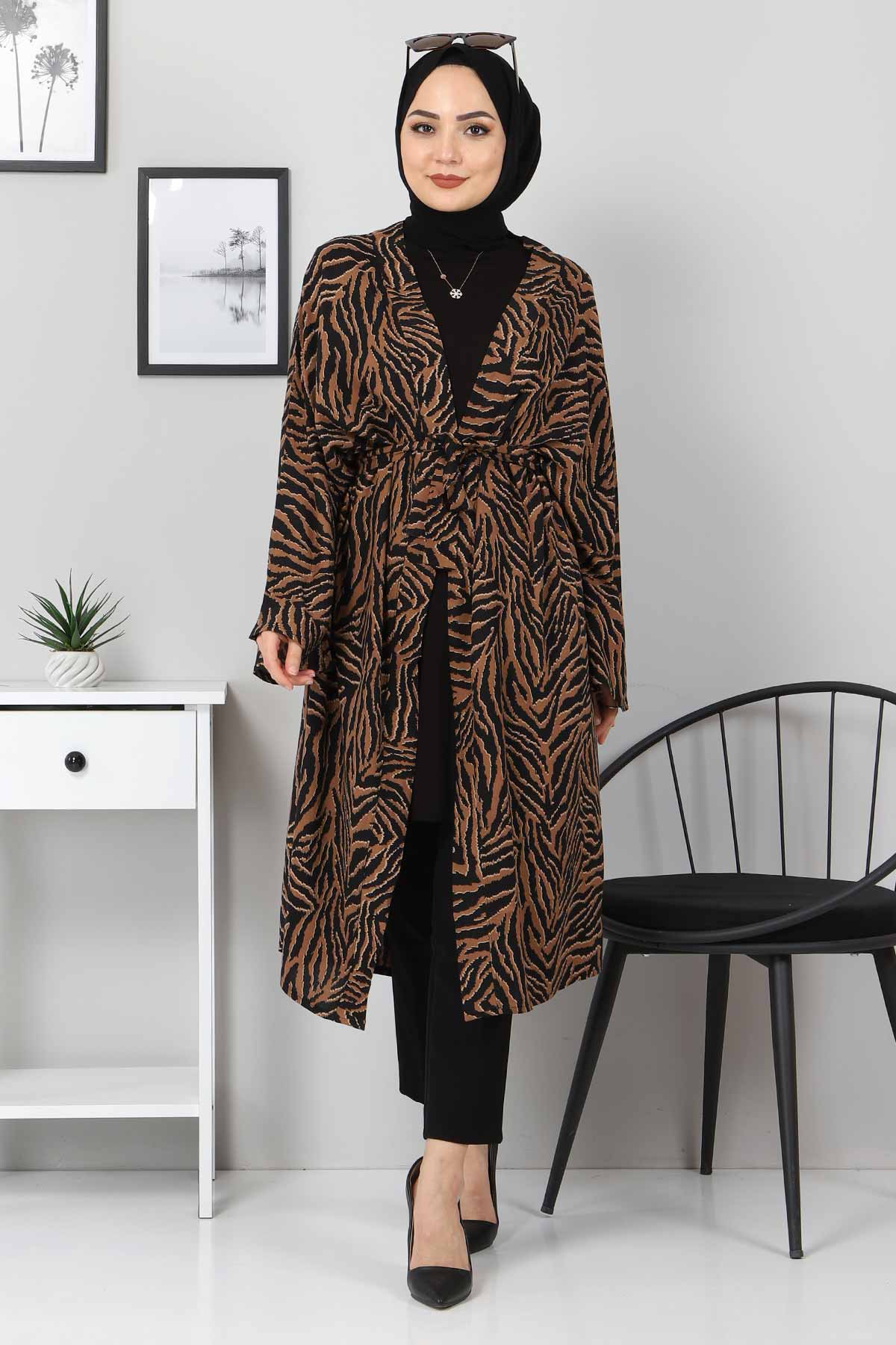 Tesettür Dünyası - Leopard Patterned Kimono TSD3306