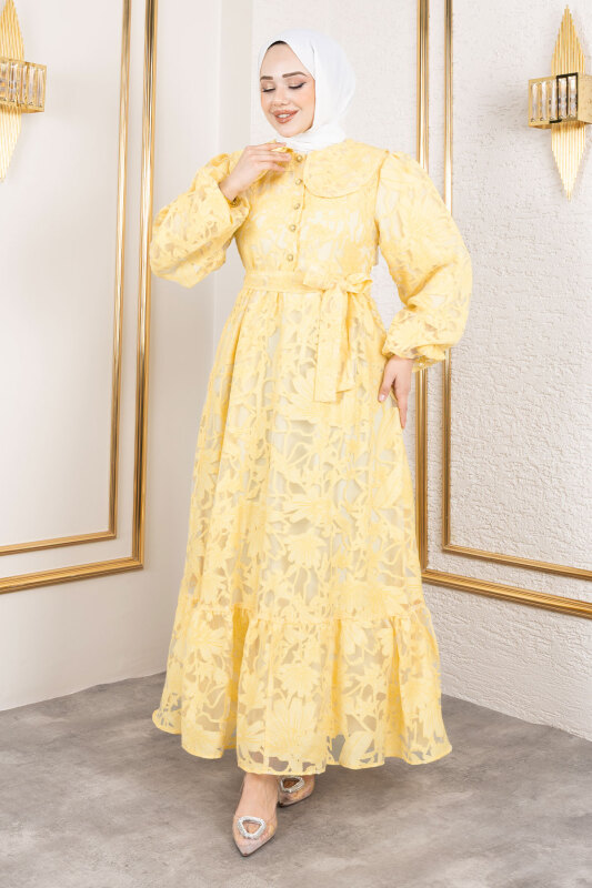 Lilyum Elbise TSD250182 Sarı - 4