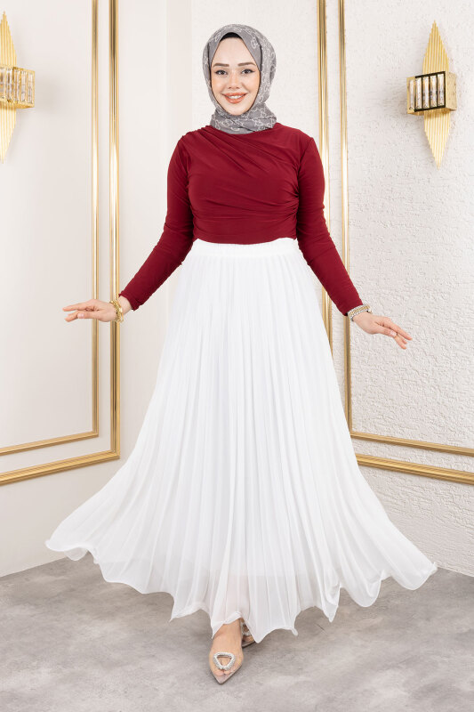 Lisa Volanlı Etek TSD250144 Beyaz - 1