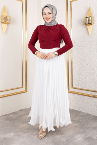 Lisa Volanlı Etek TSD250144 Beyaz - 3