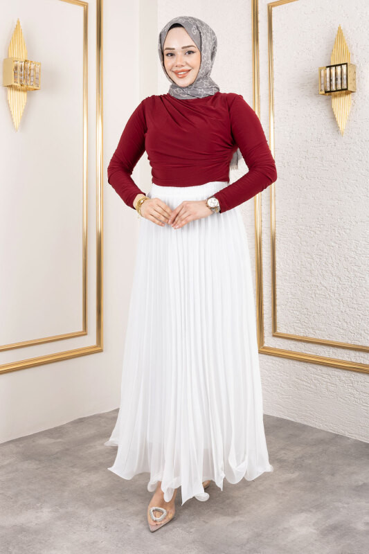 Lisa Volanlı Etek TSD250144 Beyaz - 3