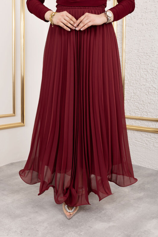 Lisa Volanlı Etek TSD250144 Bordo - 2