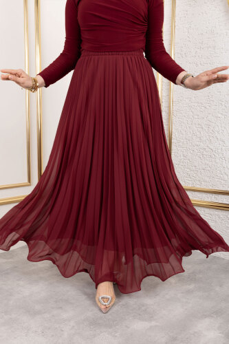 Lisa Volanlı Etek TSD250144 Bordo - 4