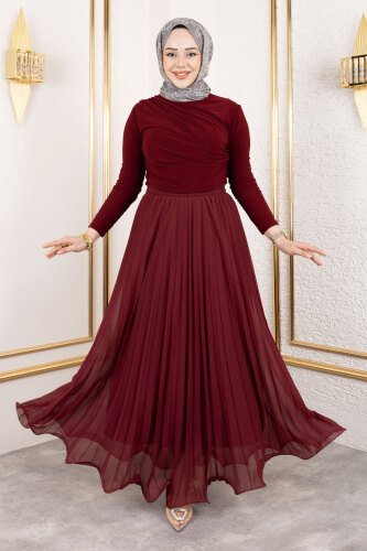Lisa Volanlı Etek TSD250144 Bordo - 1