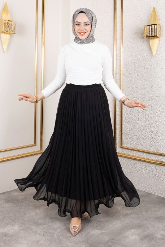 Lisa Volanlı Etek TSD250144 Siyah - 1