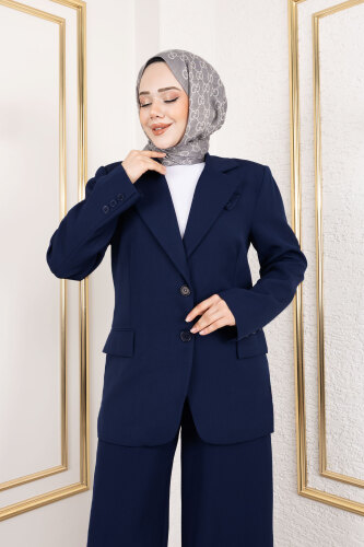 Mendil Cepli Blazer Takım TSD250157 Lacivert - Tesettür Dünyası (1)