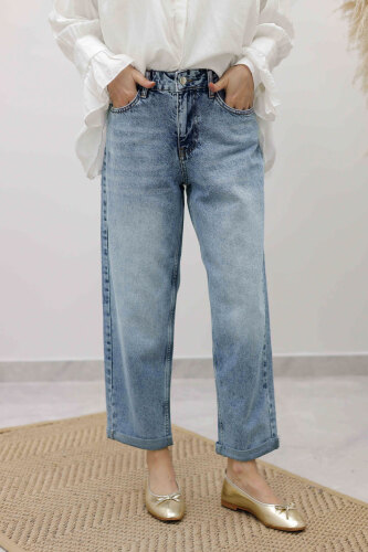 Mom Jean Pantolon TSD260123 Açık Mavi - 2