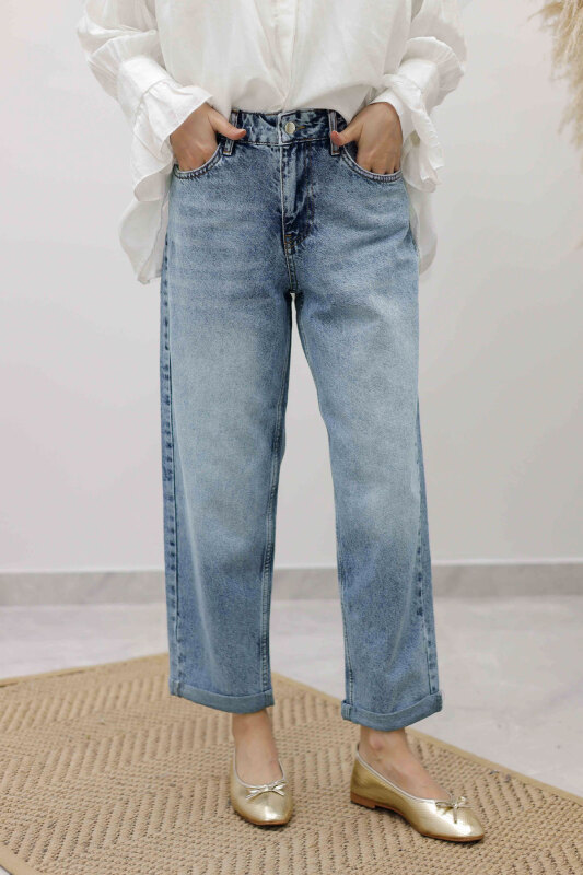 Mom Jean Pantolon TSD260123 Açık Mavi - TESETTÜR DÜNYASI (1)