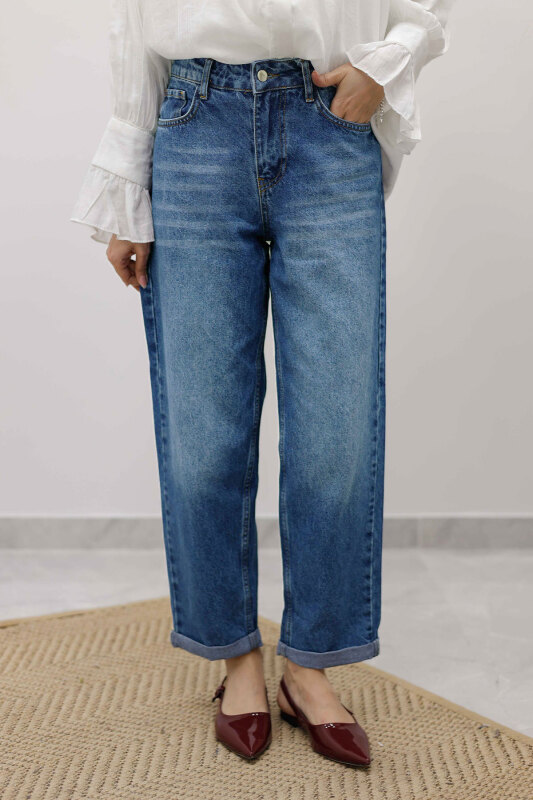 Mom Jean Pantolon TSD260123 Mavi - TESETTÜR DÜNYASI (1)