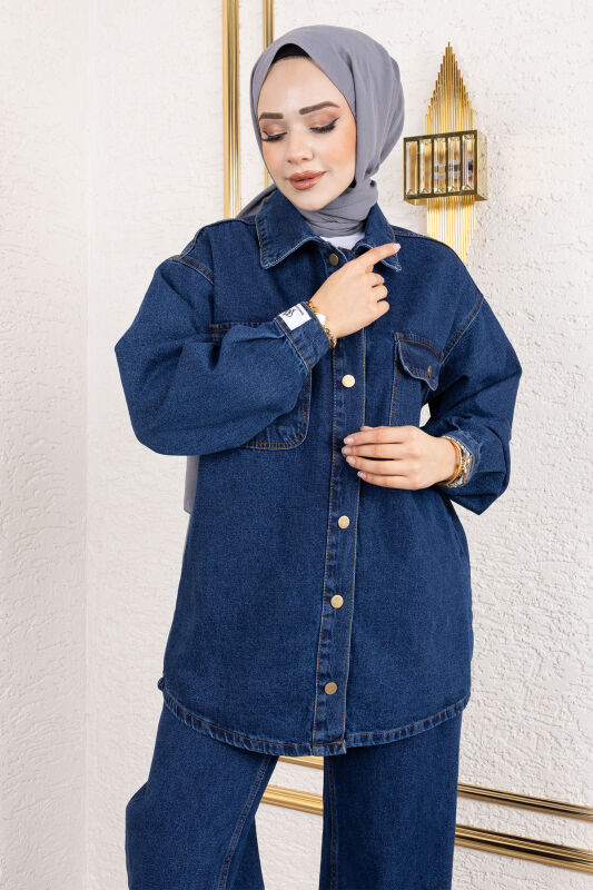 More Denim Takım TSD250101 Koyu Mavi - Tesettür Dünyası (1)