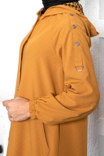 Omuzu Düğme Detaylı Tesettür Kap TSD221201 Hardal - 3