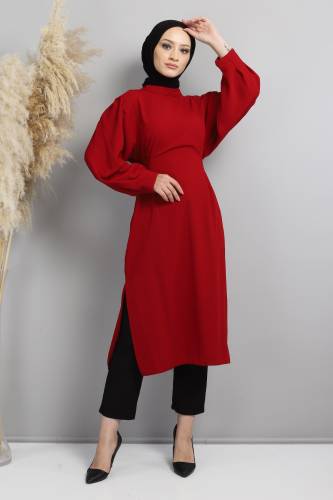 Omuzu Düğmeli Tunik TSD220626 Bordo 