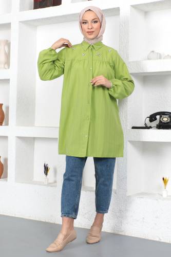 Omuzu Taşlı Tunik TSD230371 Fıstık Yeşili 