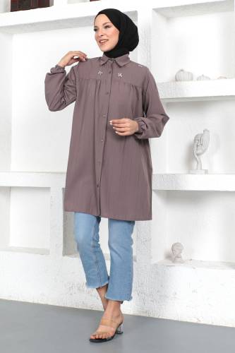 Omuzu Taşlı Tunik TSD230371 Mor 