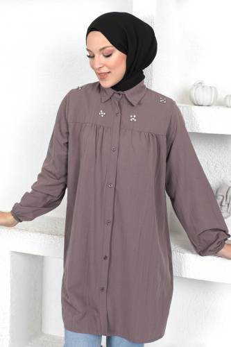 Omuzu Taşlı Tunik TSD230371 Mor - Tesettür Dünyası (1)