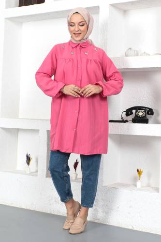 Omuzu Taşlı Tunik TSD230371 Pembe 