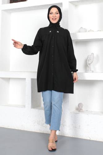 Omuzu Taşlı Tunik TSD230371 Siyah 