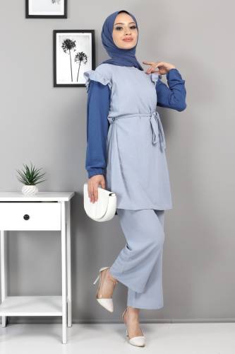 Omzu Fırfır Detaylı Takım TSD220520 Mavi 